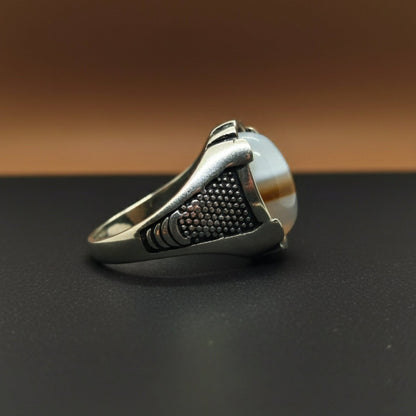 THE MEN THING Rings Royal Series - STRATOS VEIN MULTICOLOR STONES - Pure Stainless Steel Men’s Steel-Plated Ring – Statement Luxury Jewelry (Size :16-17-21-22-24-26-27)