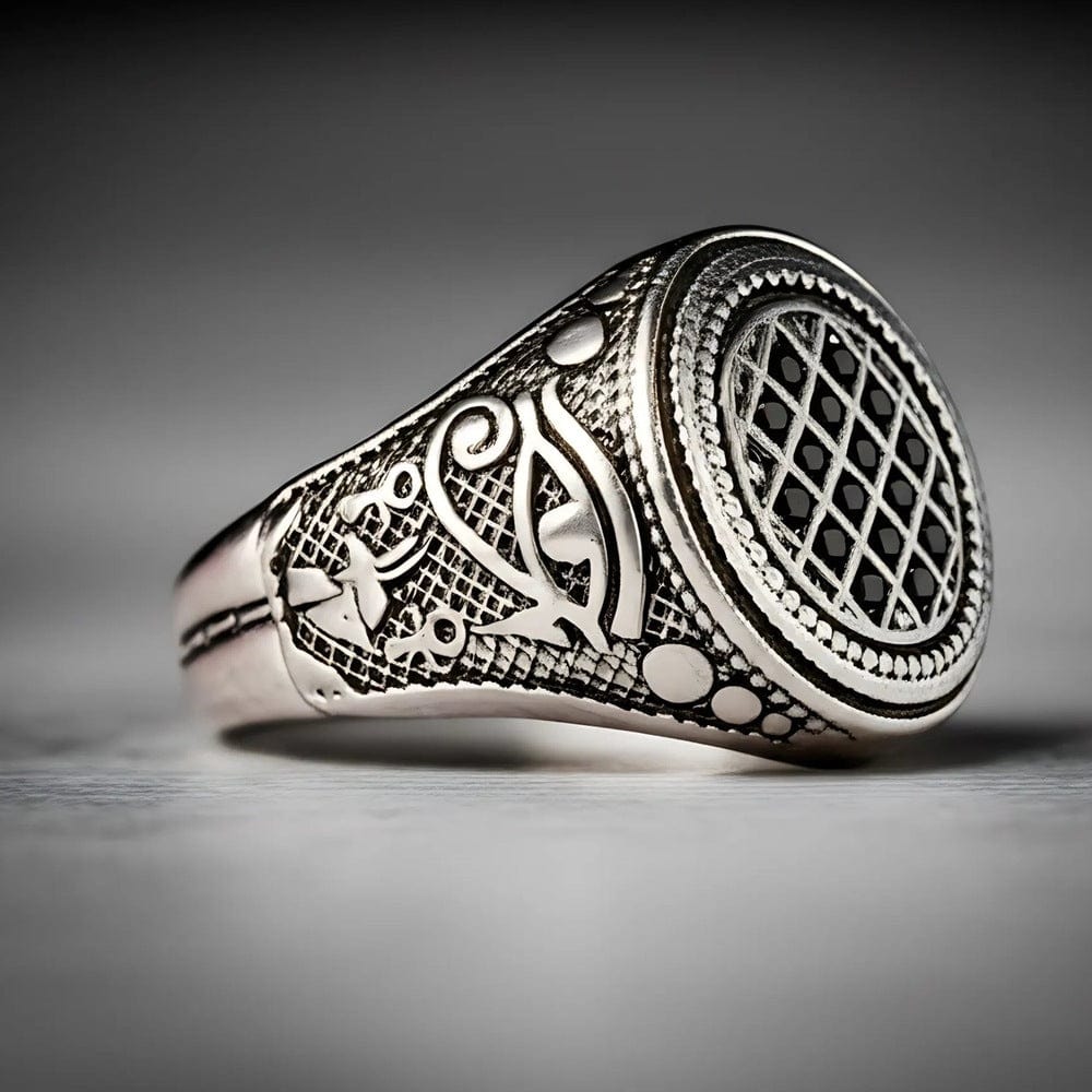 THE MEN THING Rings Royal Series - TEMPLE OF SHADOWS RING - Pure Stainless Steel Men’s Steel-Plated Black Ring – Statement Luxury Jewelry (Size : 17-19-21)