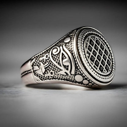 THE MEN THING Rings Royal Series - TEMPLE OF SHADOWS RING - Pure Stainless Steel Men’s Steel-Plated Black Ring – Statement Luxury Jewelry (Size : 17-19-21)