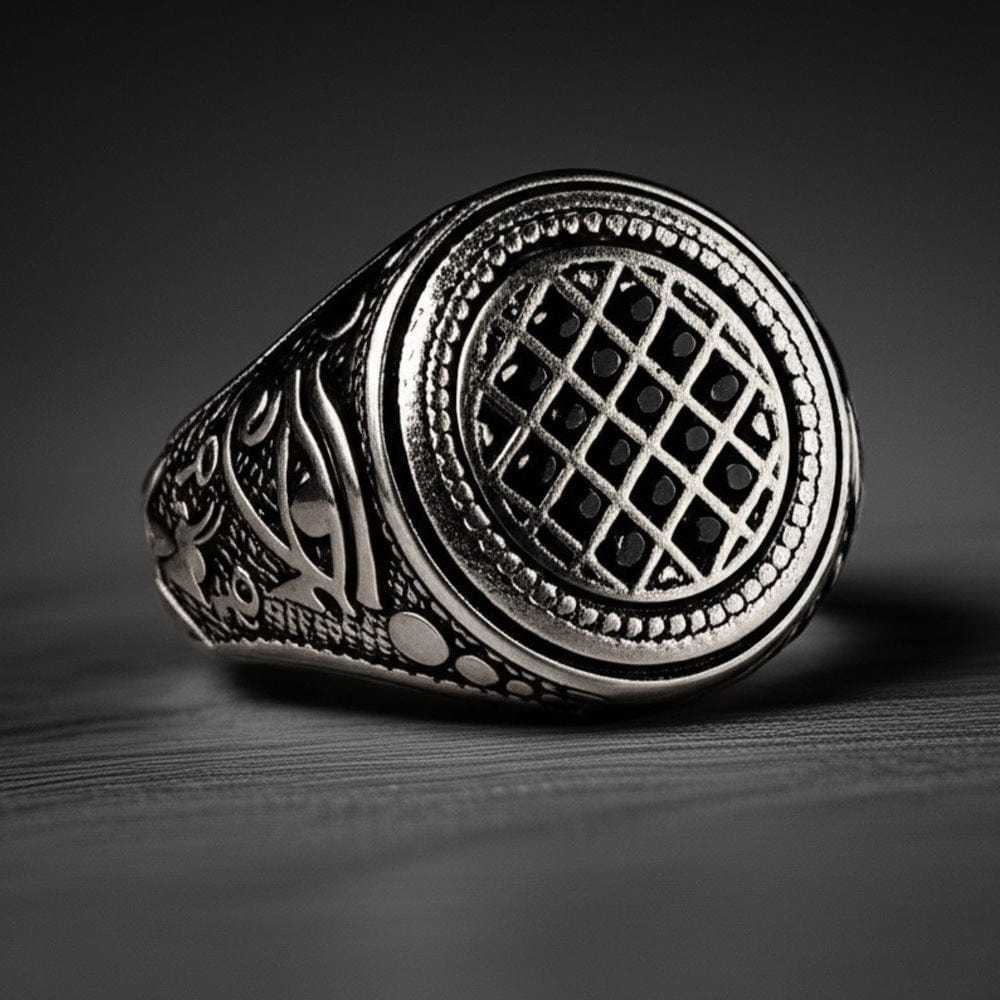 THE MEN THING Rings Royal Series - TEMPLE OF SHADOWS RING - Pure Stainless Steel Men’s Steel-Plated Black Ring – Statement Luxury Jewelry (Size : 17-19-21)