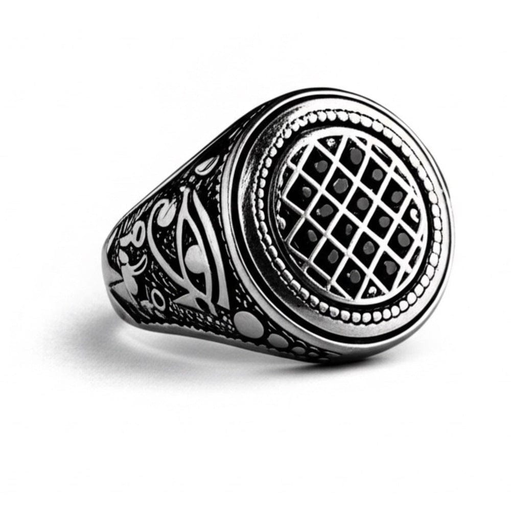 THE MEN THING Rings Royal Series - TEMPLE OF SHADOWS RING - Pure Stainless Steel Men’s Steel-Plated Black Ring – Statement Luxury Jewelry (Size : 17-19-21)