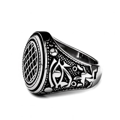 THE MEN THING Rings Royal Series - TEMPLE OF SHADOWS RING - Pure Stainless Steel Men’s Steel-Plated Black Ring – Statement Luxury Jewelry (Size : 17-19-21)