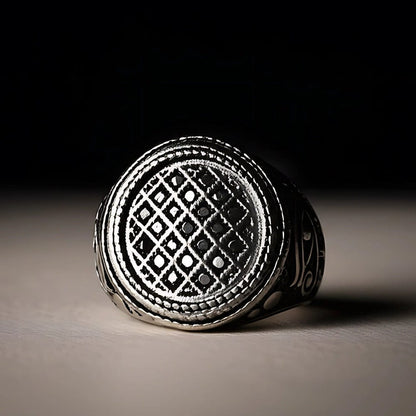 THE MEN THING Rings Royal Series - TEMPLE OF SHADOWS RING - Pure Stainless Steel Men’s Steel-Plated Black Ring – Statement Luxury Jewelry (Size : 17-19-21)