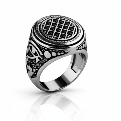 THE MEN THING Rings Royal Series - TEMPLE OF SHADOWS RING - Pure Stainless Steel Men’s Steel-Plated Black Ring – Statement Luxury Jewelry (Size : 17-19-21)
