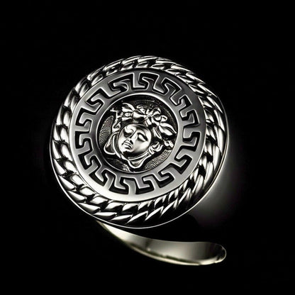 THE MEN THING Rings Royal Series - TITAN MAZE RING - Pure Stainless Steel Men’s Steel-Plated Ring – Statement Luxury Jewelry (Size : 19-22-24)