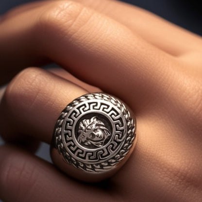 THE MEN THING Rings Royal Series - TITAN MAZE RING - Pure Stainless Steel Men’s Steel-Plated Ring – Statement Luxury Jewelry (Size : 19-22-24)