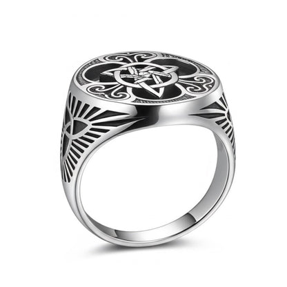 THE MEN THING Rings Royal Series -TRINITY SUN RING - Pure Stainless Steel Men’s Steel-Plated Ring – Statement Luxury Jewelry (Size : 19-24)
