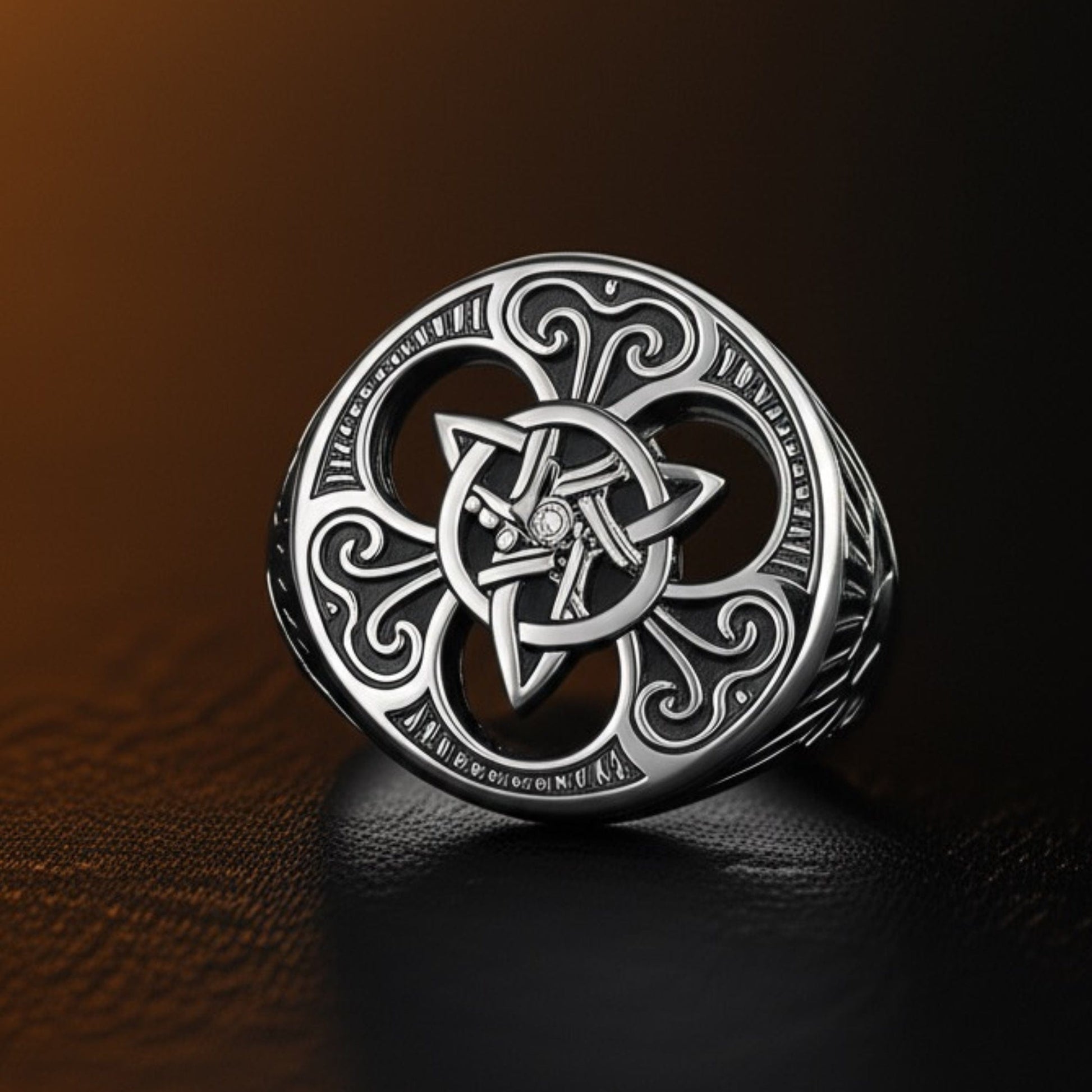 THE MEN THING Rings Royal Series -TRINITY SUN RING - Pure Stainless Steel Men’s Steel-Plated Ring – Statement Luxury Jewelry (Size : 19-24)