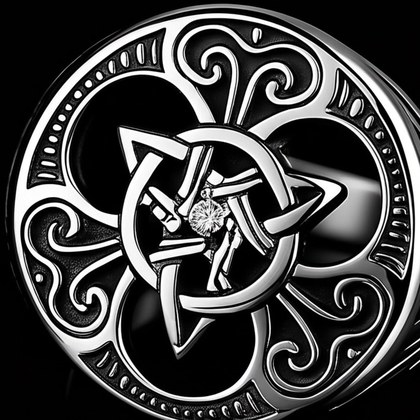 THE MEN THING Rings Royal Series -TRINITY SUN RING - Pure Stainless Steel Men’s Steel-Plated Ring – Statement Luxury Jewelry (Size : 19-24)