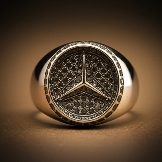 THE MEN THING Rings Royal Series - TRISTAR SHINING RING - Pure Stainless Steel Men’s Steel-Plated Ring – Statement Luxury Jewelry (Size : 19-22-24)