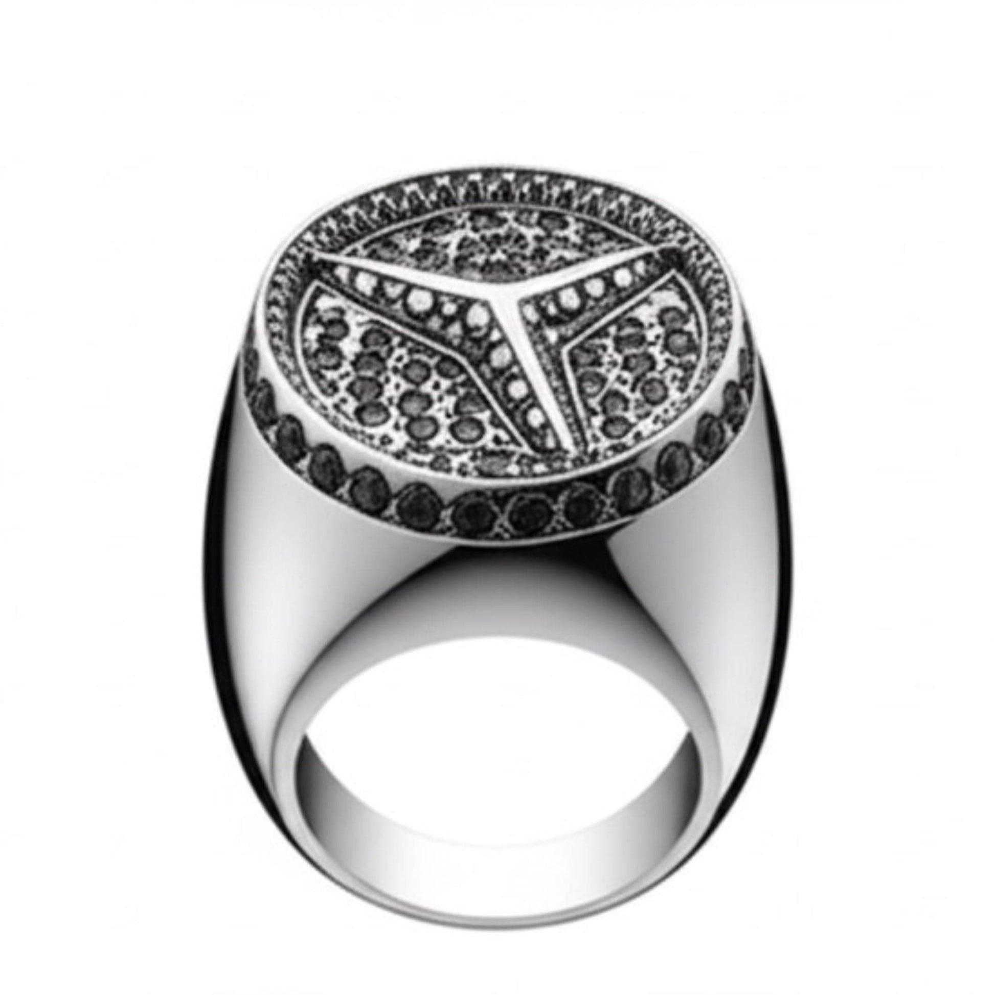 THE MEN THING Rings Royal Series - TRISTAR SHINING RING - Pure Stainless Steel Men’s Steel-Plated Ring – Statement Luxury Jewelry (Size : 19-22-24)