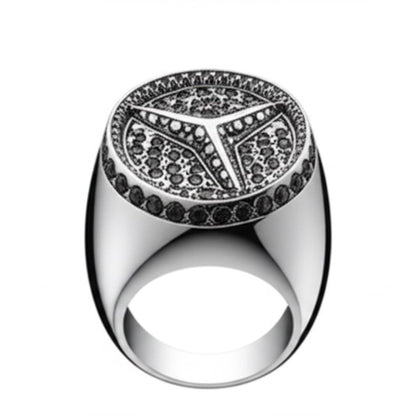 THE MEN THING Rings Royal Series - TRISTAR SHINING RING - Pure Stainless Steel Men’s Steel-Plated Ring – Statement Luxury Jewelry (Size : 19-22-24)