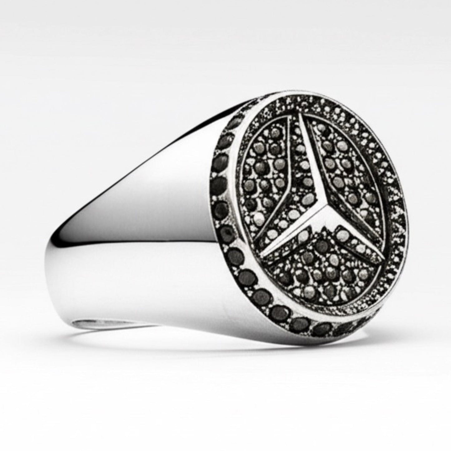 THE MEN THING Rings Royal Series - TRISTAR SHINING RING - Pure Stainless Steel Men’s Steel-Plated Ring – Statement Luxury Jewelry (Size : 19-22-24)