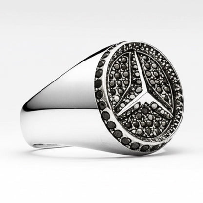THE MEN THING Rings Royal Series - TRISTAR SHINING RING - Pure Stainless Steel Men’s Steel-Plated Ring – Statement Luxury Jewelry (Size : 19-22-24)