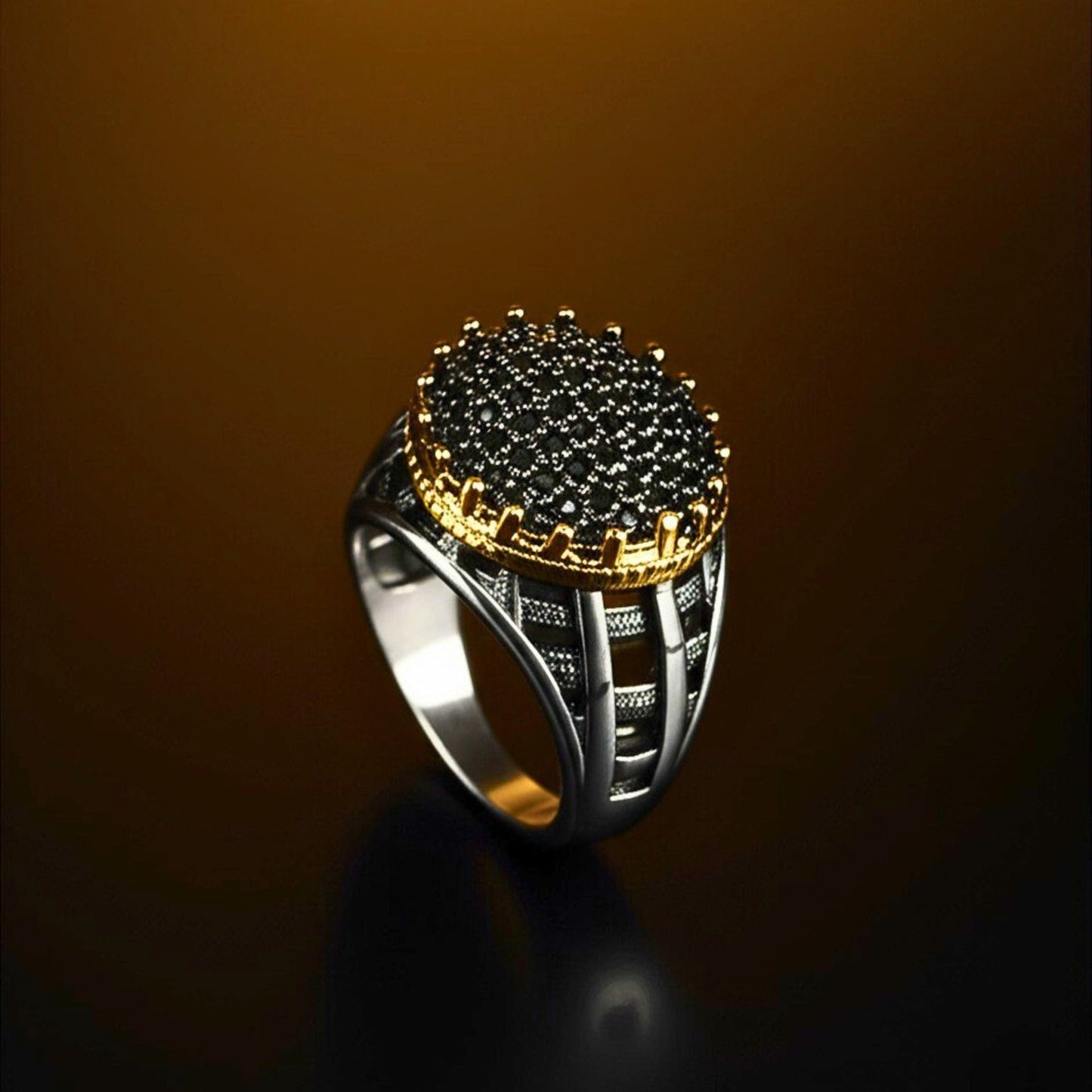 THE MEN THING Rings Royal Series - VELTRIX EMBER RING - Pure Stainless Steel Men’s Steel-Gold-Plated Ring – Statement Luxury Jewelry (Size : -19-22-24)