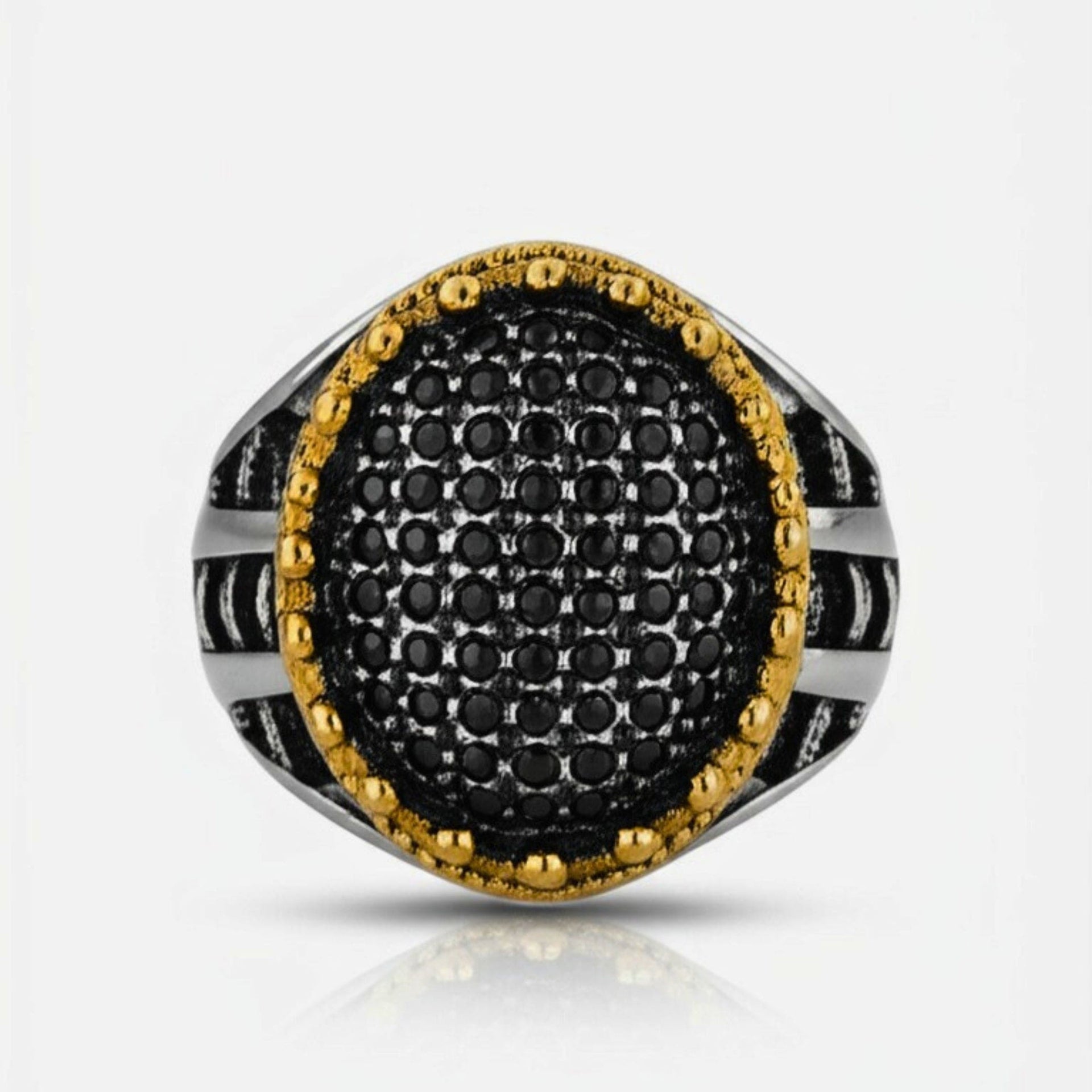 THE MEN THING Rings Royal Series - VELTRIX EMBER RING - Pure Stainless Steel Men’s Steel-Gold-Plated Ring – Statement Luxury Jewelry (Size : -19-22-24)
