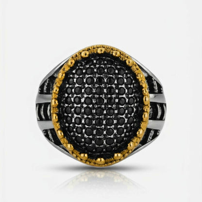 THE MEN THING Rings Royal Series - VELTRIX EMBER RING - Pure Stainless Steel Men’s Steel-Gold-Plated Ring – Statement Luxury Jewelry (Size : -19-22-24)
