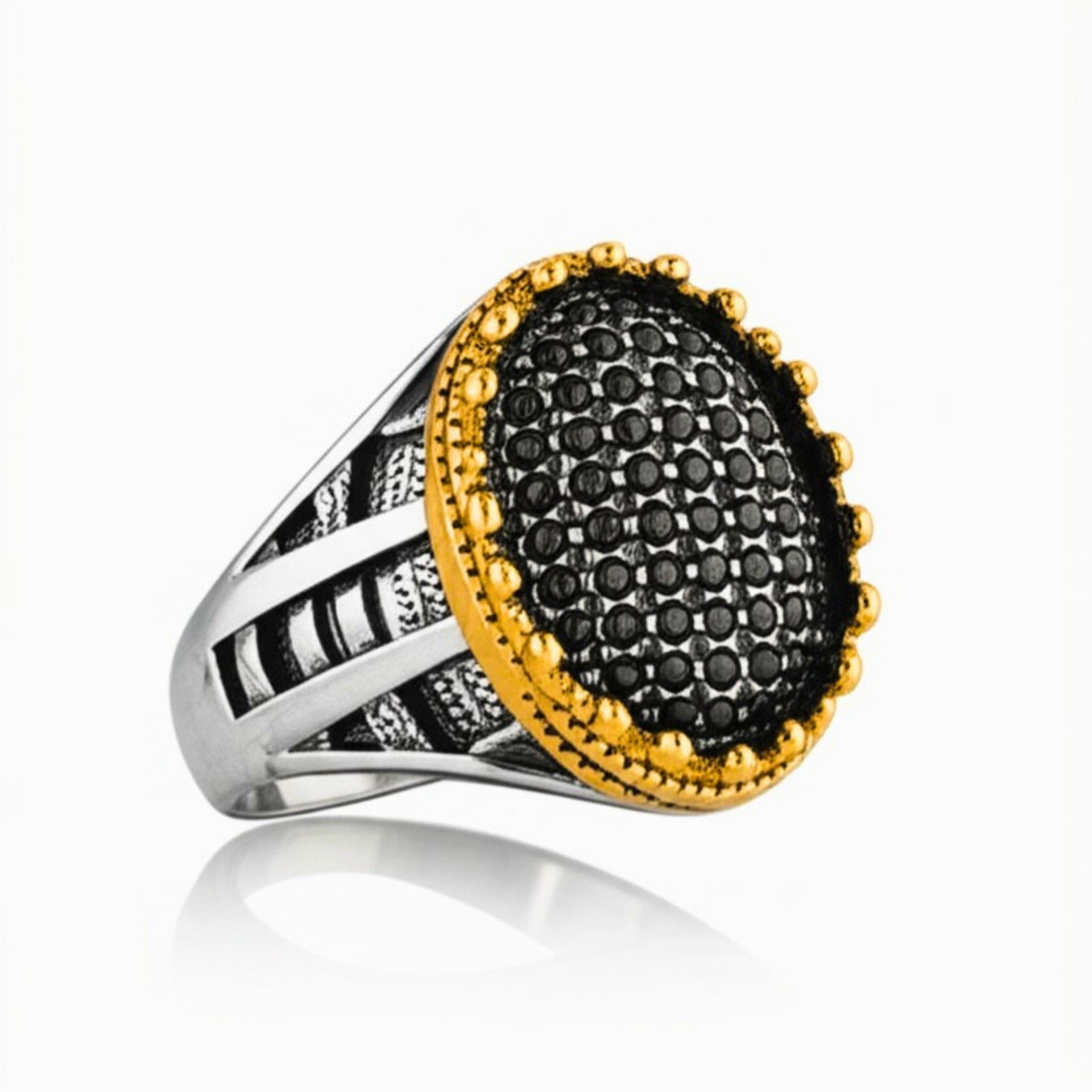 THE MEN THING Rings Royal Series - VELTRIX EMBER RING - Pure Stainless Steel Men’s Steel-Gold-Plated Ring – Statement Luxury Jewelry (Size : -19-22-24)