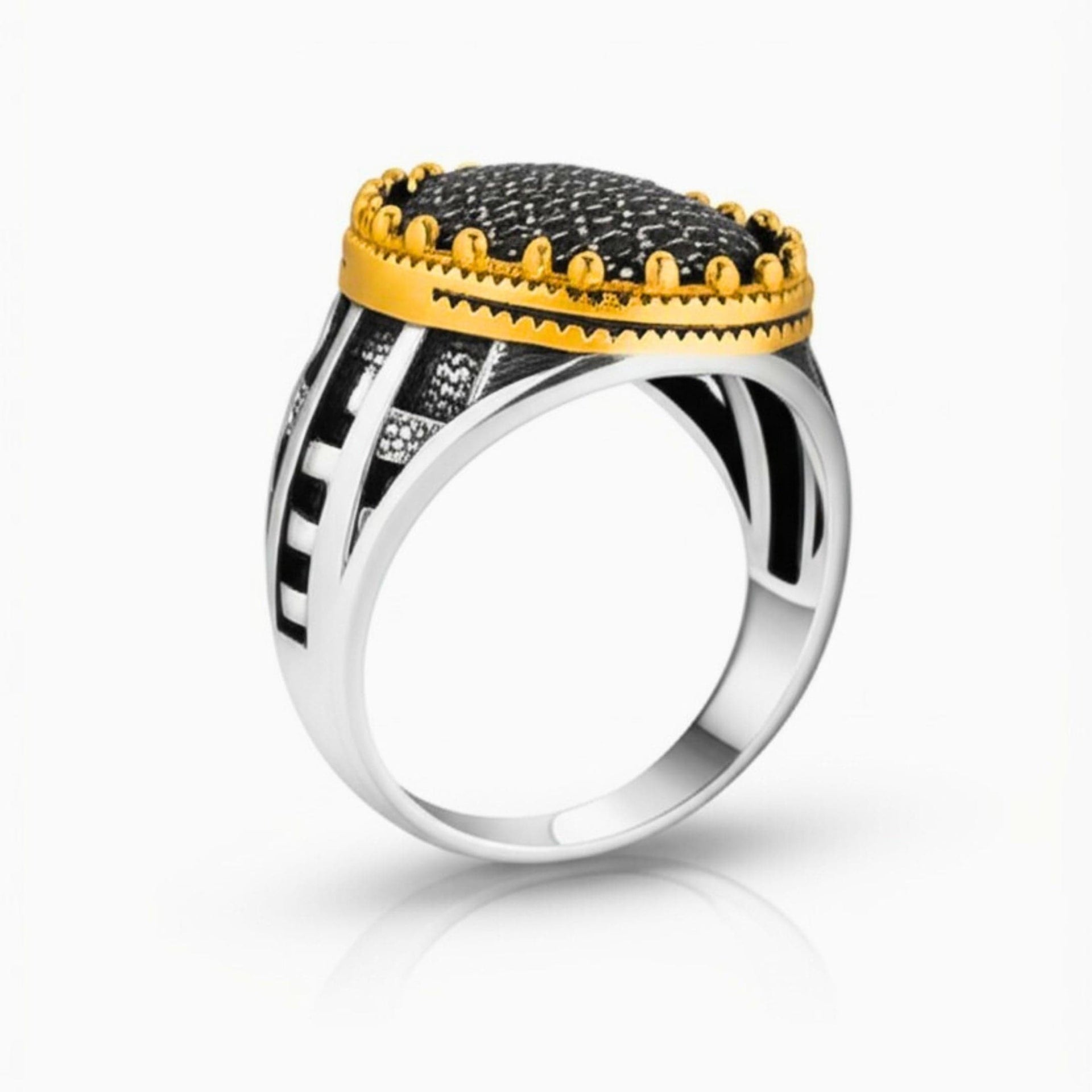 THE MEN THING Rings Royal Series - VELTRIX EMBER RING - Pure Stainless Steel Men’s Steel-Gold-Plated Ring – Statement Luxury Jewelry (Size : -19-22-24)