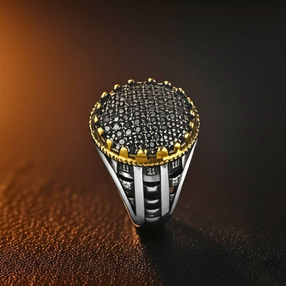 THE MEN THING Rings Royal Series - VELTRIX EMBER RING - Pure Stainless Steel Men’s Steel-Gold-Plated Ring – Statement Luxury Jewelry (Size : -19-22-24)