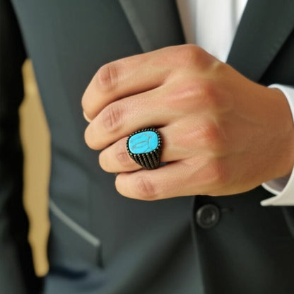THE MEN THING Rings Royal Series - VOLCANIC SKY RING - Pure Stainless Steel Men’s Black-Plated Ring – Statement Luxury Jewelry (Size : 19-22-24-27)