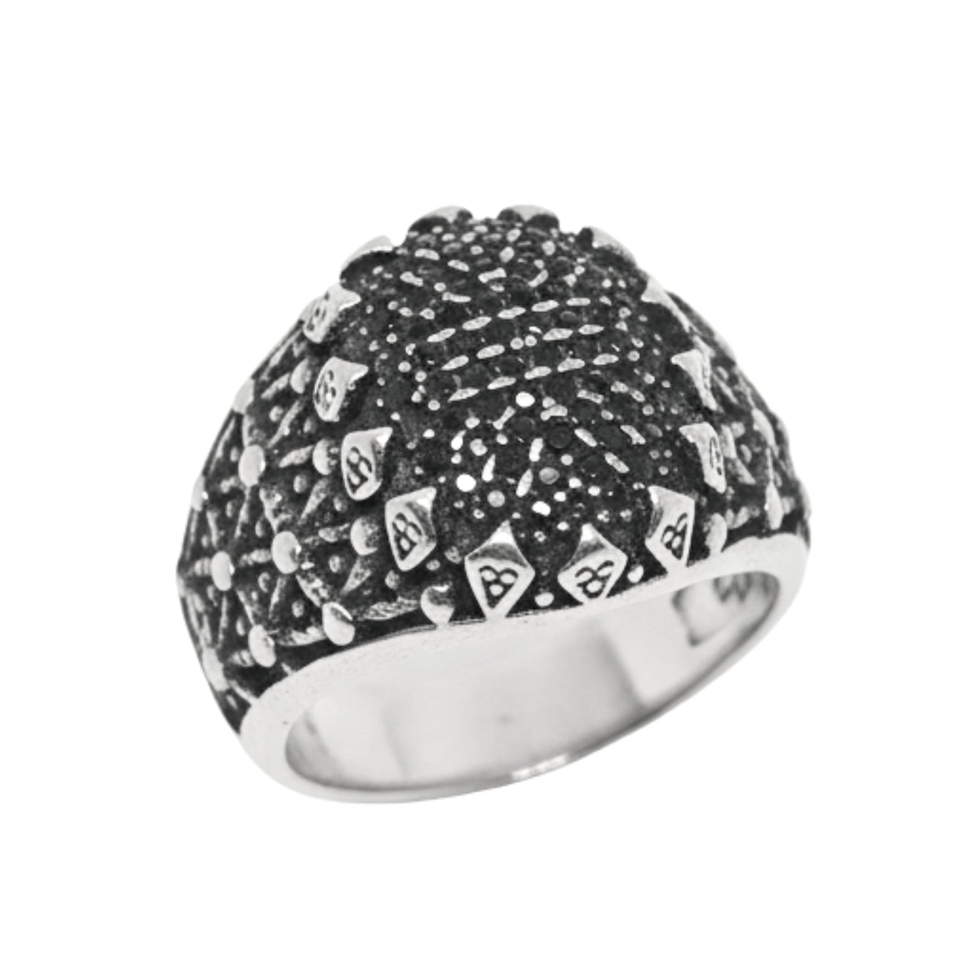 THE MEN THING Rings Royal Series - VORTEX SHIELD RING - Pure Stainless Steel Men’s Steel-Plated Ring – Statement Luxury Jewelry (Size :15-16-20-21-22-26-27)