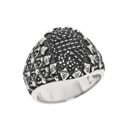 THE MEN THING Rings Royal Series - VORTEX SHIELD RING - Pure Stainless Steel Men’s Steel-Plated Ring – Statement Luxury Jewelry (Size :15-16-20-21-22-26-27)