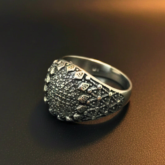 THE MEN THING Rings Royal Series - VORTEX SHIELD RING - Pure Stainless Steel Men’s Steel-Plated Ring – Statement Luxury Jewelry (Size :15-16-20-21-22-26-27)