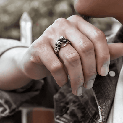 THE MEN THING Rings SKULL KISS - Alloy Adjustable Ring for Men and Boys