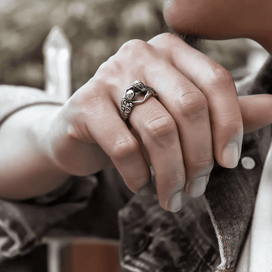 THE MEN THING Rings SKULL KISS - Alloy Adjustable Ring for Men and Boys