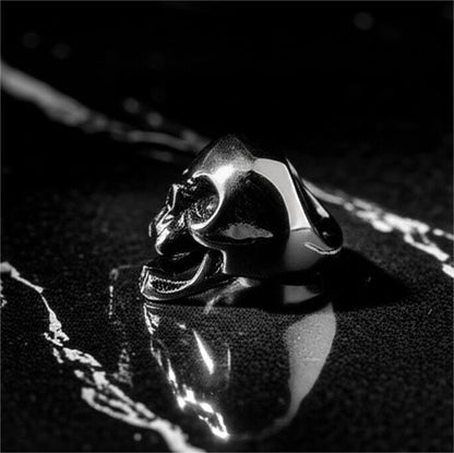 THE MEN THING Rings SPIRE SKULL RING - Pure Stainless Steel Men’s Steel-Plated Ring – Statement Luxury Jewelry (Size : 16-22-27)