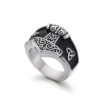 THE MEN THING Rings Thor's Hammer Titanium Steel Ring for Men and Boys (Size-21)