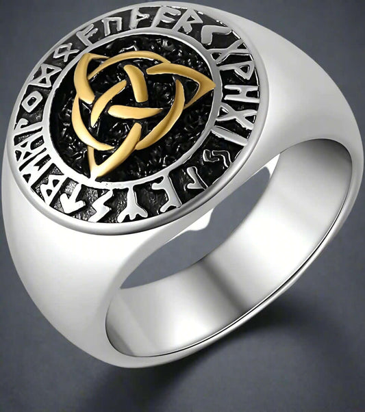 THE MEN THING Rings TRINITY KNOT VIKING - Titanium Steel Ring for Men & Boys (17 inch)