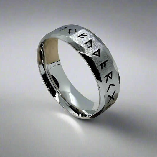 THE MEN THING Rings VIKING AMULET NORSE - Silver Toned Ring - Pure Titanium Steel Ring for Men (Size - 17-21- 24)