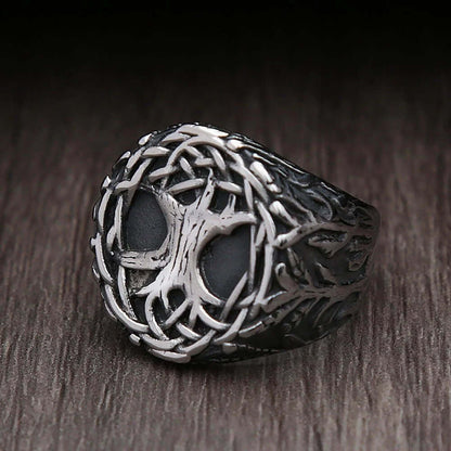 THE MEN THING Rings VIKING YGGDRASIL SILVER - Titanium Steel Ring for Men & Boys (Size : 22)