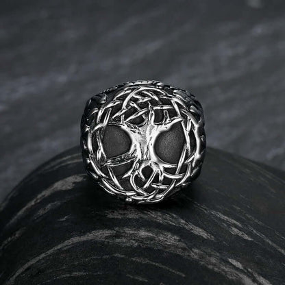 THE MEN THING Rings VIKING YGGDRASIL SILVER - Titanium Steel Ring for Men & Boys (Size : 22)