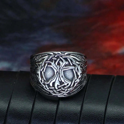THE MEN THING Rings VIKING YGGDRASIL SILVER - Titanium Steel Ring for Men & Boys (Size : 22)