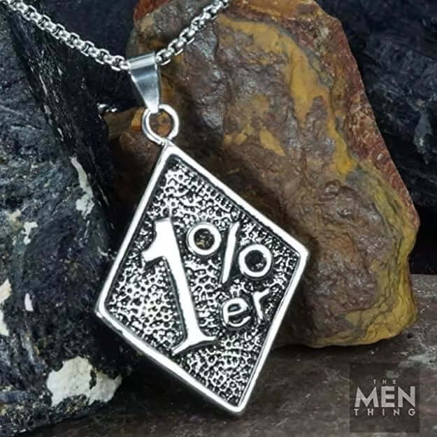 THE MEN THING SS Pendant/ Necklace 1% -  Pendant with Pure Stainless Steel 24inch Chain for Men, European trending Style - Round Box Chain for Men & Boys