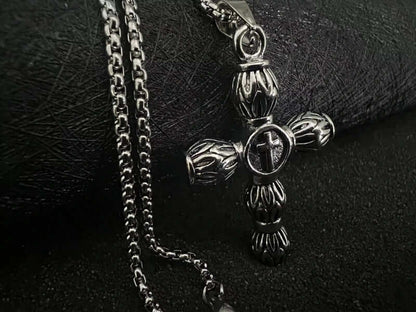 THE MEN THING SS Pendant/ Necklace ALLMIGHTY CROSS -  Alloy Pendant with Stainless Steel 24inch Round Box Chain, American trending Style for Men & Boy