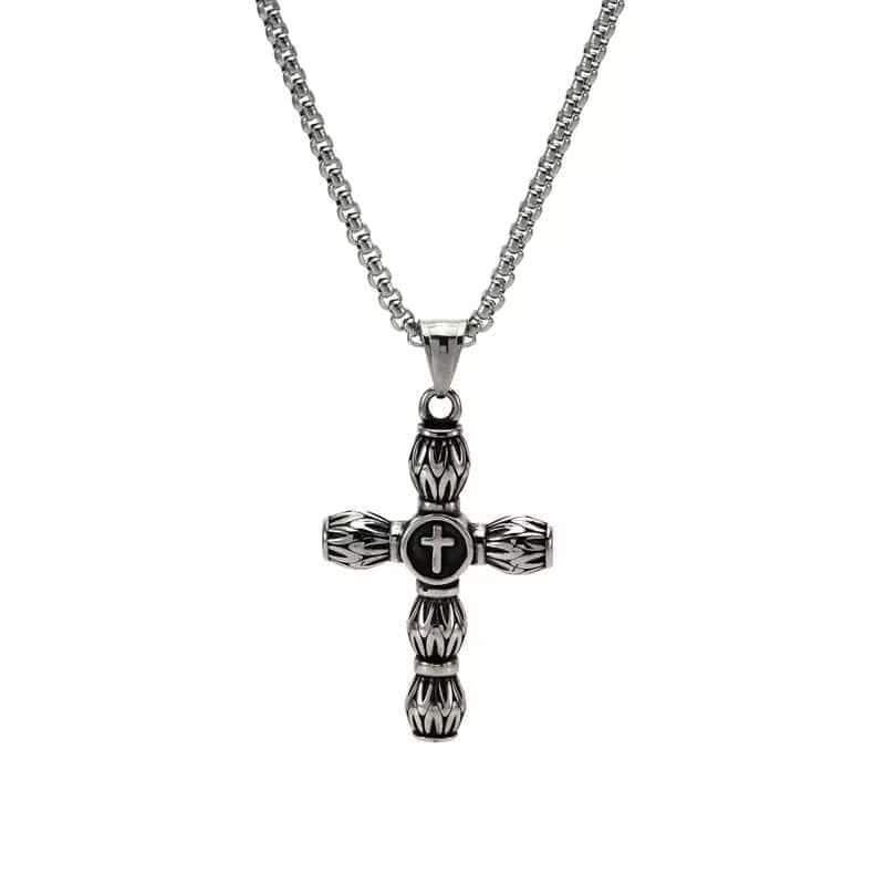 THE MEN THING SS Pendant/ Necklace ALLMIGHTY CROSS (T) - Pure Titanium Steel Pendant with Stainless Steel 24inch Round Box Chain, European trending Style for Men & Boy