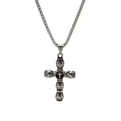 THE MEN THING SS Pendant/ Necklace ALLMIGHTY CROSS (T) - Pure Titanium Steel Pendant with Stainless Steel 24inch Round Box Chain, European trending Style for Men & Boy