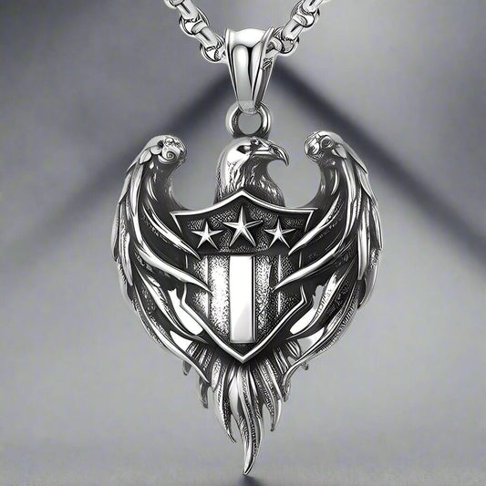 THE MEN THING SS Pendant/ Necklace AMERICAN EAGLE PRIDE -  Pure Titanium Steel The Eagle Pendant with 24inch Round Box Chain for Men & Boys