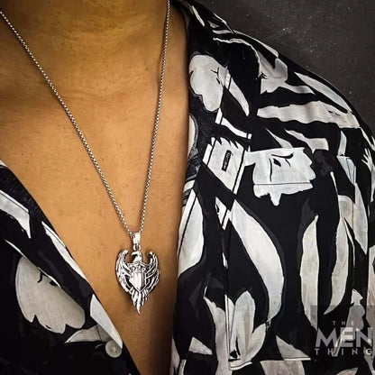 THE MEN THING SS Pendant/ Necklace AMERICAN EAGLE PRIDE -  Pure Titanium Steel The Eagle Pendant with 24inch Round Box Chain for Men & Boys