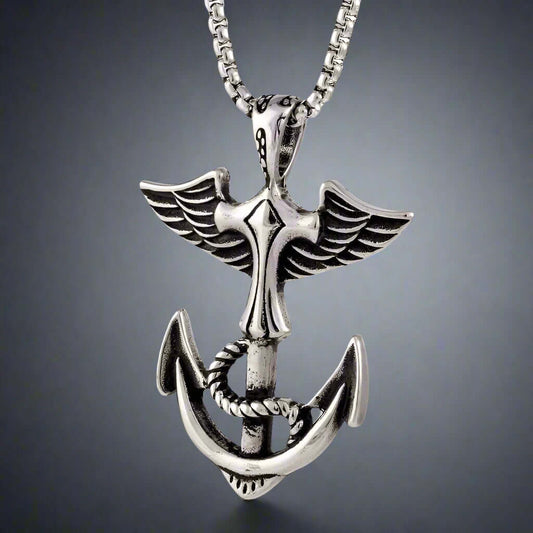 THE MEN THING SS Pendant/ Necklace ANCHOR OF LIFE -  Pure Titanium Steel Pendant with 24inch Round Box Chain for Men & Boys