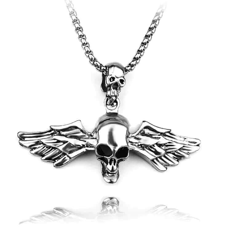 THE MEN THING SS Pendant/ Necklace ANGLE SKULL- Alloy Pendant with Pure Stainless  steel 24inch Chain for Men, American trending Style - Round Box Chain & Pendant for Men & Boy