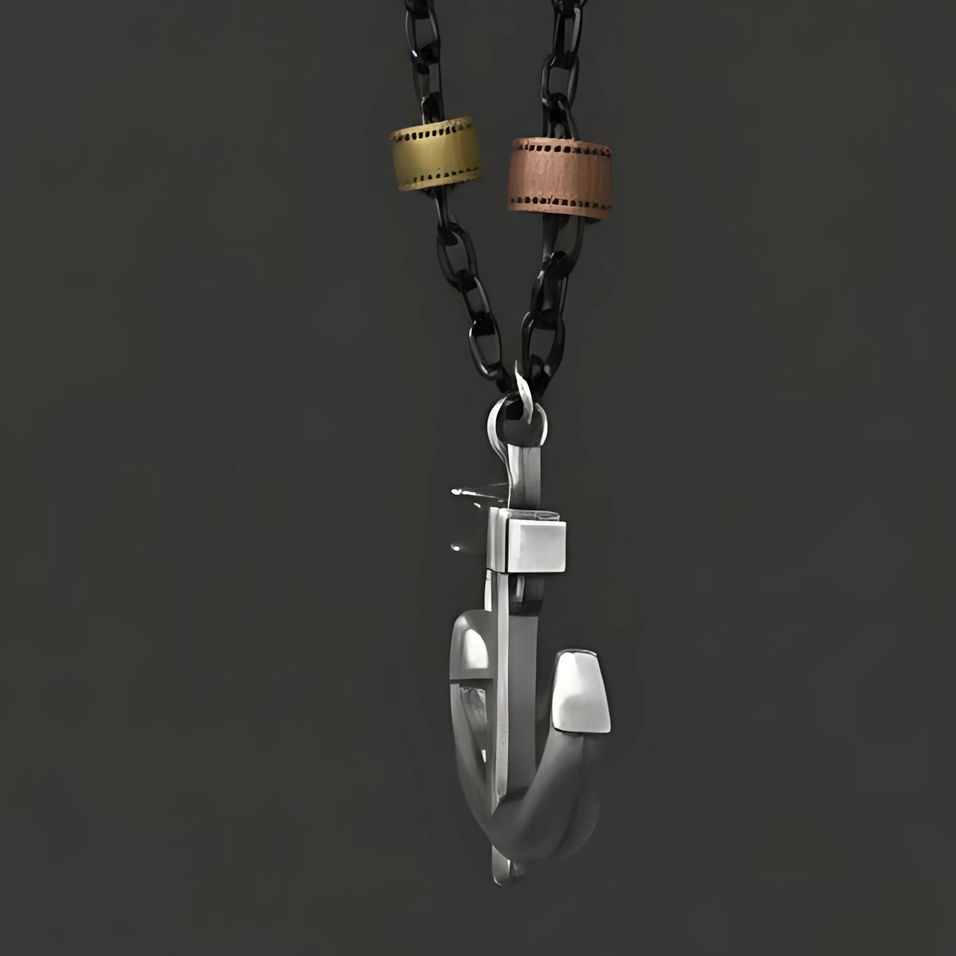 THE MEN THING SS Pendant/ Necklace AQUA ANCHOR - Pure Titanium Steel Pendant with 27inch Chain for Men & Boys