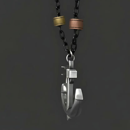 THE MEN THING SS Pendant/ Necklace AQUA ANCHOR - Pure Titanium Steel Pendant with 27inch Chain for Men & Boys