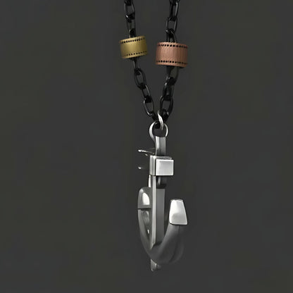 THE MEN THING SS Pendant/ Necklace AQUA ANCHOR - Pure Titanium Steel Pendant with 27inch Chain for Men & Boys