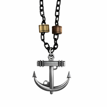 THE MEN THING SS Pendant/ Necklace AQUA ANCHOR - Pure Titanium Steel Pendant with 27inch Chain for Men & Boys