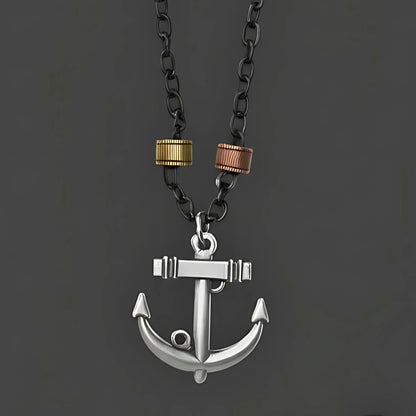 THE MEN THING SS Pendant/ Necklace AQUA ANCHOR - Pure Titanium Steel Pendant with 27inch Chain for Men & Boys